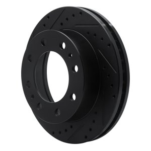 Chevrolet Silverado 3500 Brake Rotor (1) - Front Left - R1 Concepts - Drilled & Slotted - Black - `01-`25